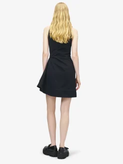 Women's Denim Asymmetric Mini Dress in Black