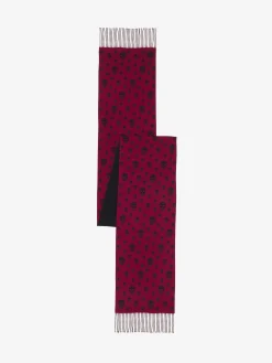 Women's Double Face Skull Scarf in Crimson/Black