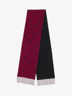 Women's Double Face Skull Scarf in Crimson/Black
