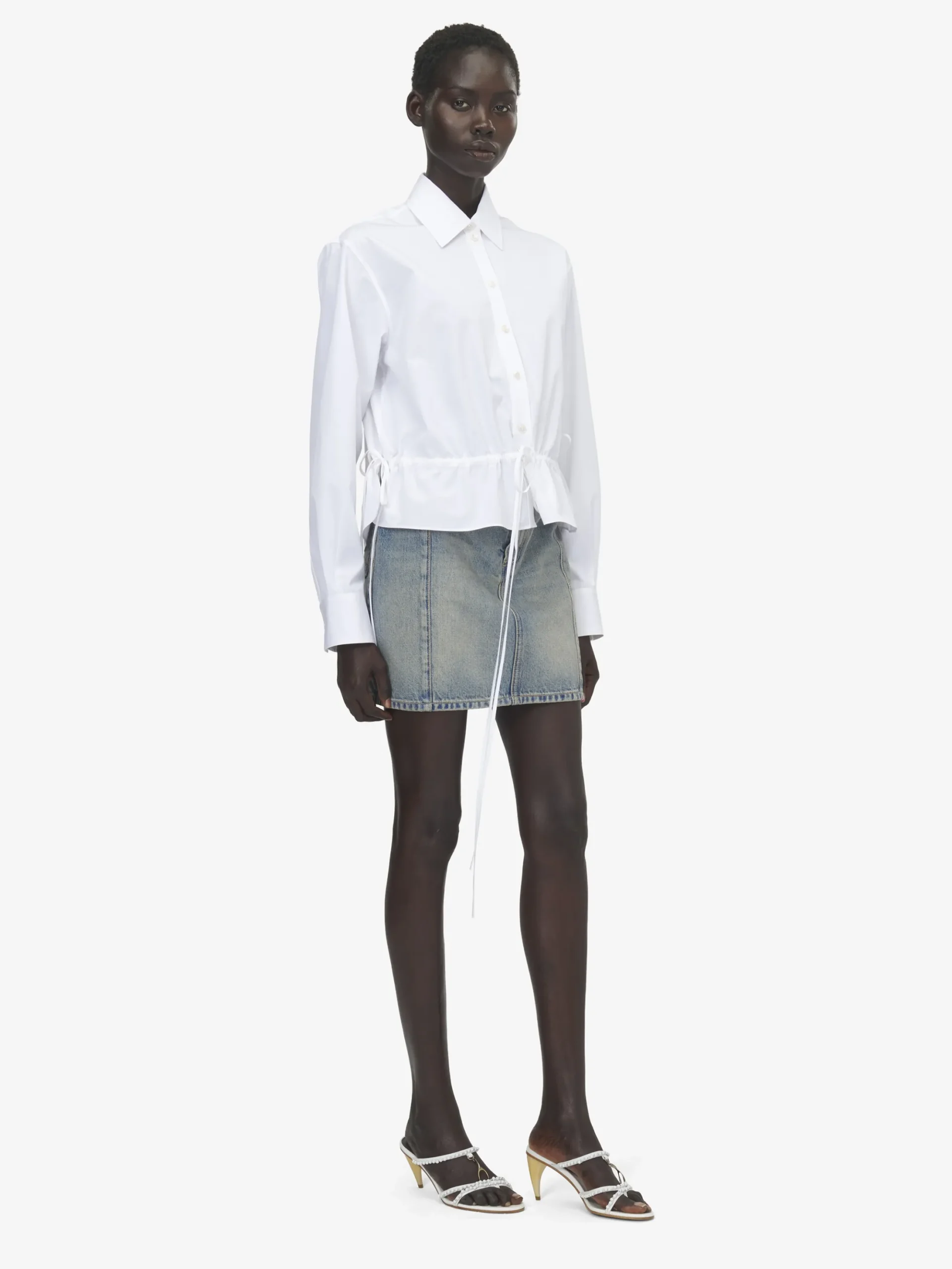 Women's Drawstring Shirt in Optical White