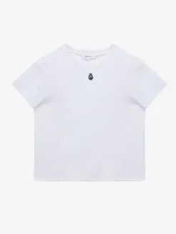 Women's Embroidered Skull T-Shirt in Optical White