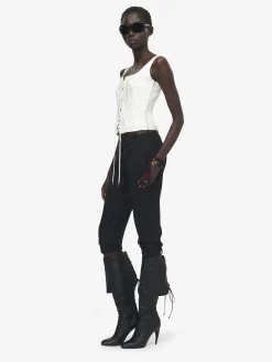 Women's Fil Coupé Floral Corset Top in Ivory