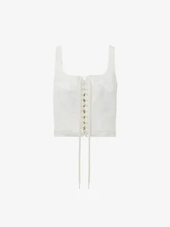 Women's Fil Coupé Floral Corset Top in Ivory