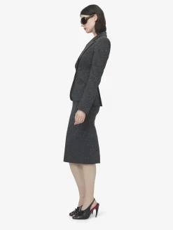 Women's Flecked Pinstripe Single-breasted Jacket in Grey