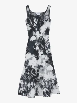 Women's Floral Jacquard Midi Dress in Ivory/Black