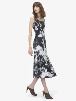 Women's Floral Jacquard Midi Dress in Ivory/Black