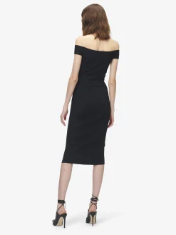 Women's Floral Jacquard Pencil Dress in Black