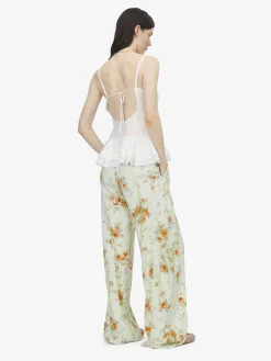 Women's Floral Pyjama Trousers in Stone/Light Orange