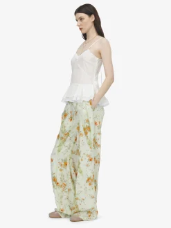 Women's Floral Pyjama Trousers in Stone/Light Orange