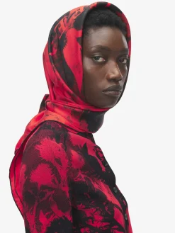 Women's Floral Scarf in Red/Black