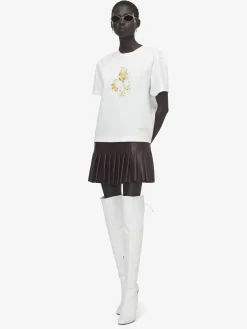 Women's Floral Skull T-shirt in Ivory