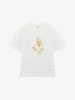 Women's Floral Skull T-shirt in Ivory