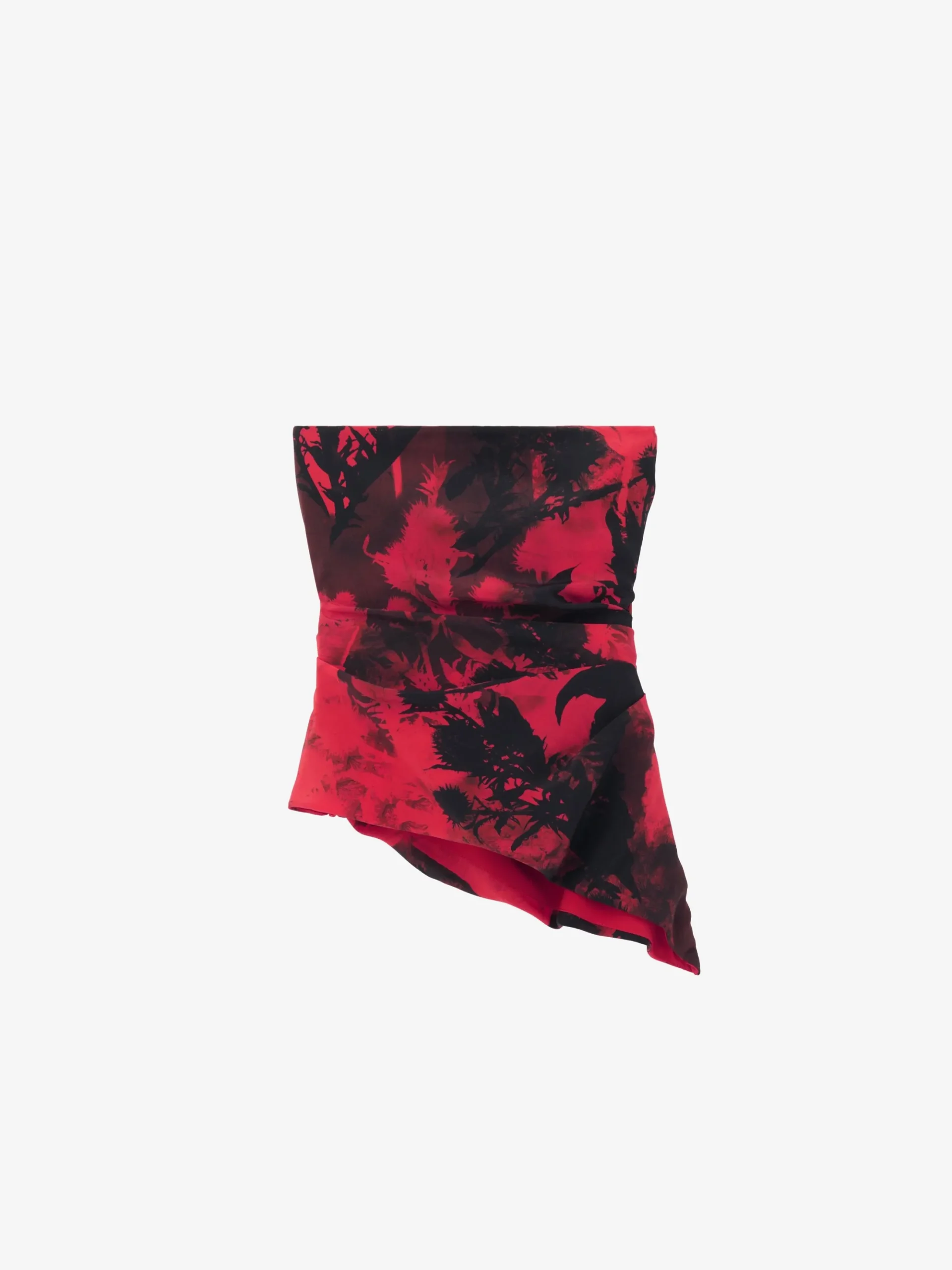 Women's Floral Strapless Top in Red/Black