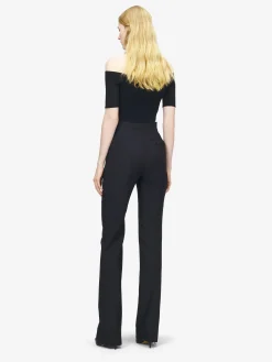 Women's Fold Over Waist Trousers in Black