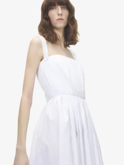 Women's Gathered Midi Dress in Optical White