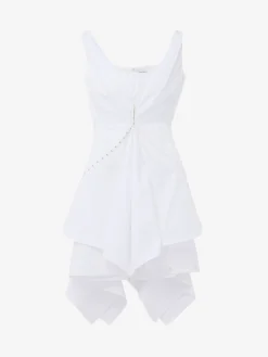 Women's Gathered Mini Dress in Optical White