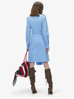 Women's Gathered Shirt Dress in Blue