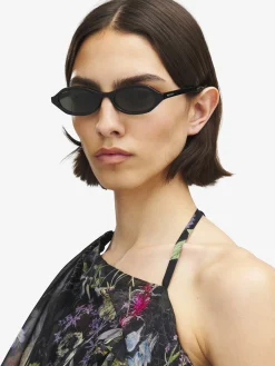 Women's Geometric Oval Sunglasses in Black