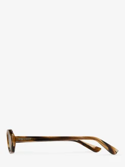 Women's Geometric Oval Sunglasses in Dark Brown