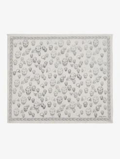 Women's Hand-painted Skull Foulard in Ivory/Black