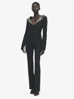 Women's High-waisted Tailored Trousers in Black