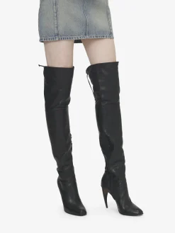 Women's Horn Heel Knee-High Boot in Black