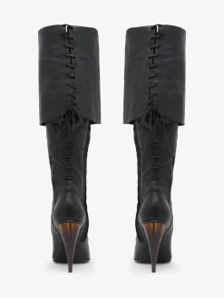 Women's Horn Heel Knee-High Boot in Black