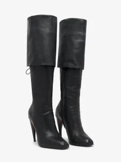 Women's Horn Heel Knee-High Boot in Black