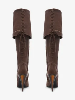 Women's Horn Heel Knee-High Boot in Brown