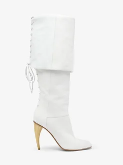 Women's Horn Heel Knee-High Boot in White