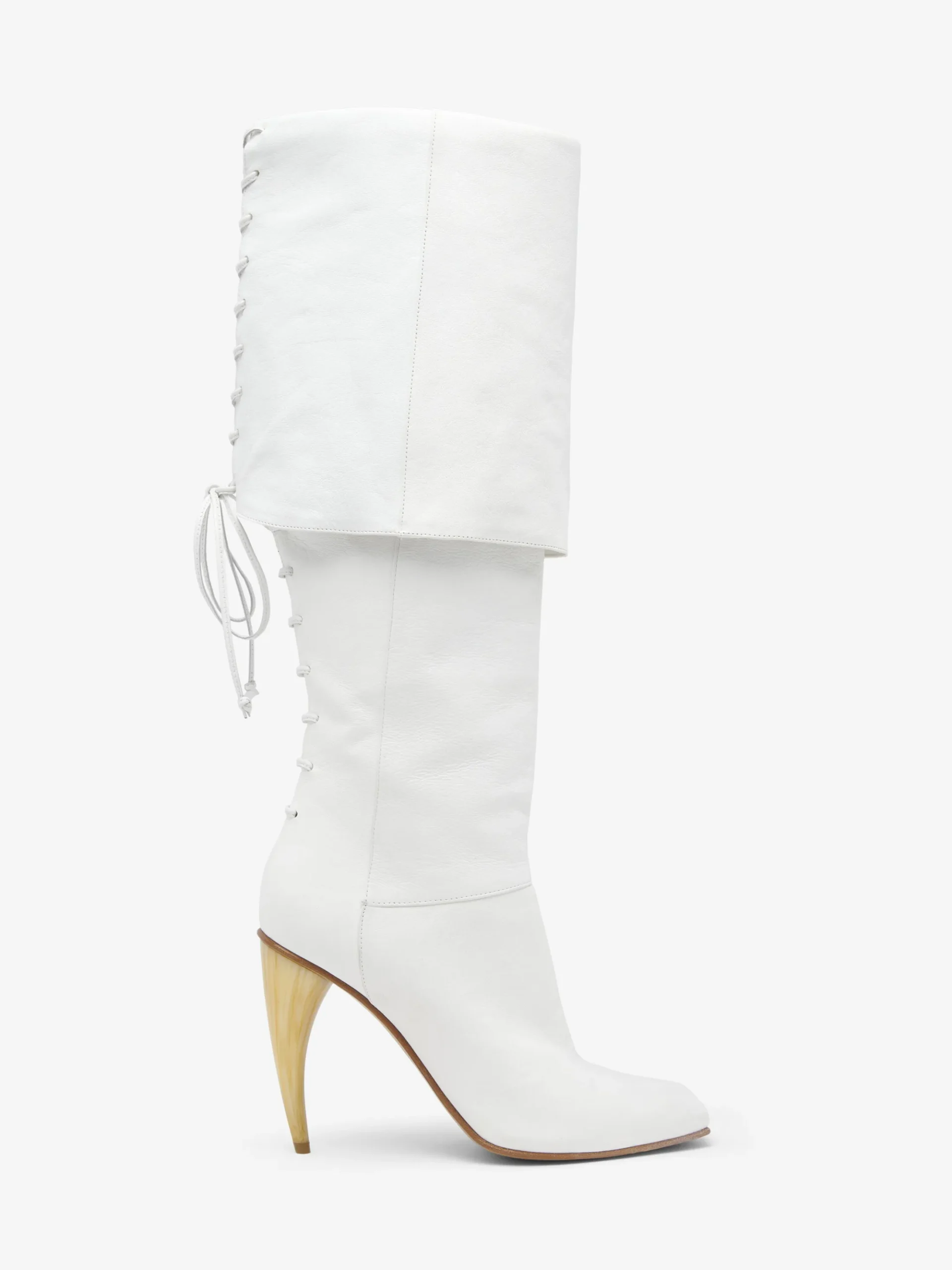 Women's Horn Heel Knee-High Boot in White