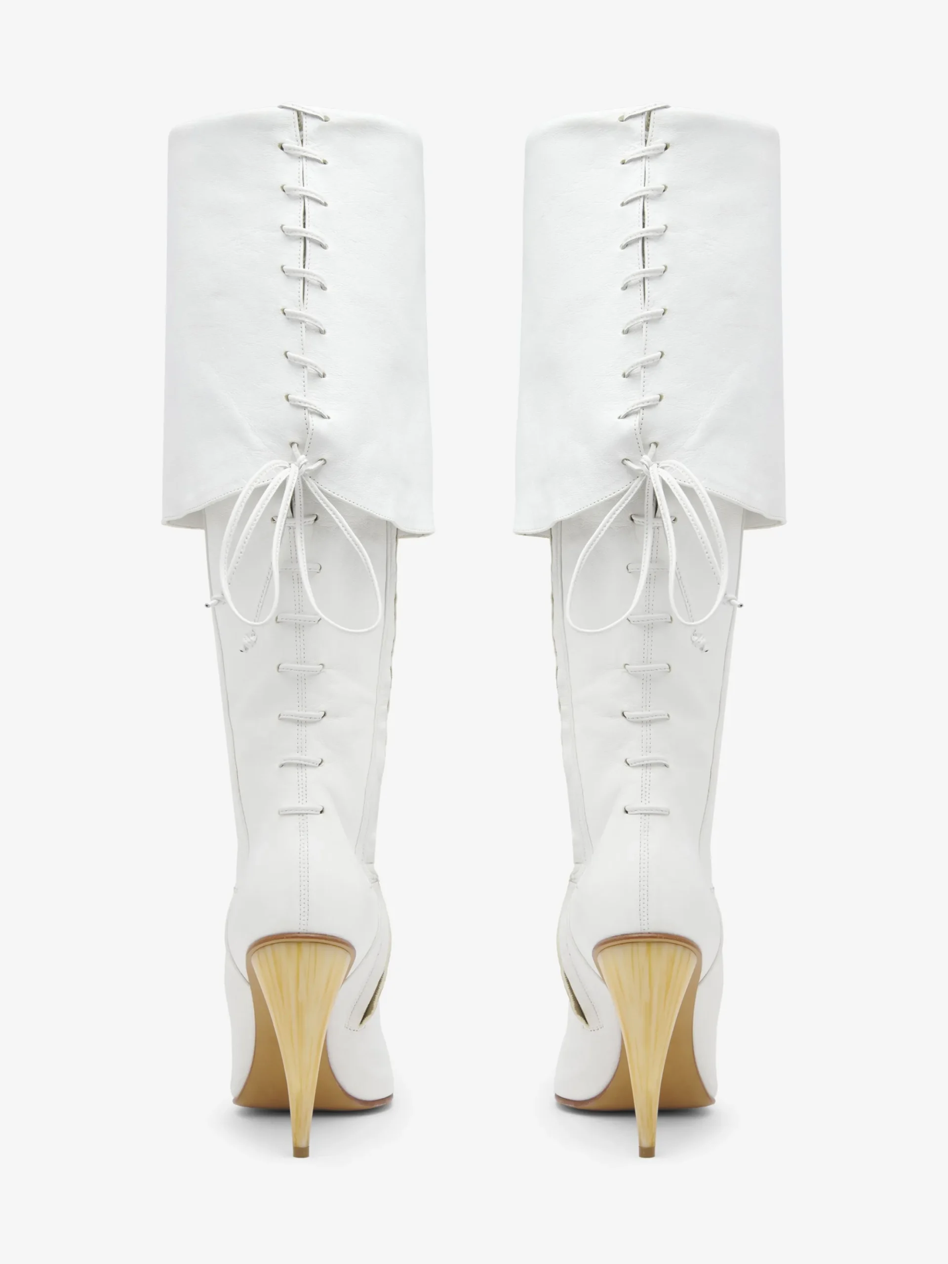 Women's Horn Heel Knee-High Boot in White
