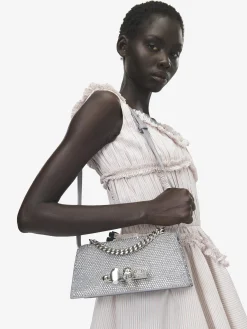 Women's Jewelled Shoulder Mini in Silver-finish