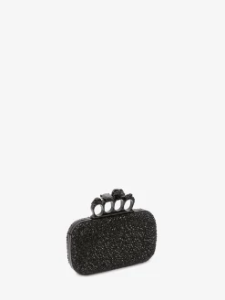 Women's Knuckle Clutch With Chain in Black