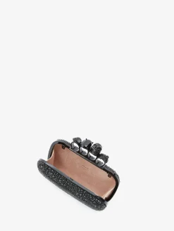 Women's Knuckle Clutch With Chain in Black