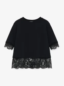 Women's Lace Detail T-shirt in Black