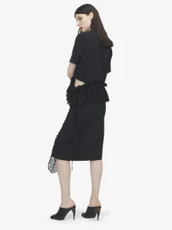 Women's Lace Peplum T-shirt in Black