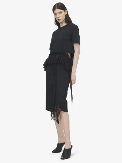 Women's Lace Peplum T-shirt in Black