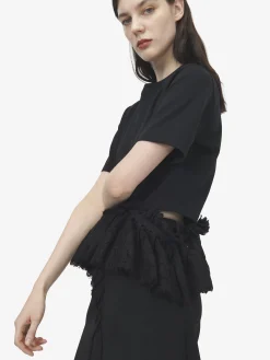 Women's Lace Peplum T-shirt in Black