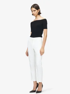 Women's Leaf Crepe Cigarette Trouser in Light Ivory