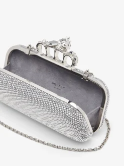 Women's Long Knuckle Clutch in Silver-finish