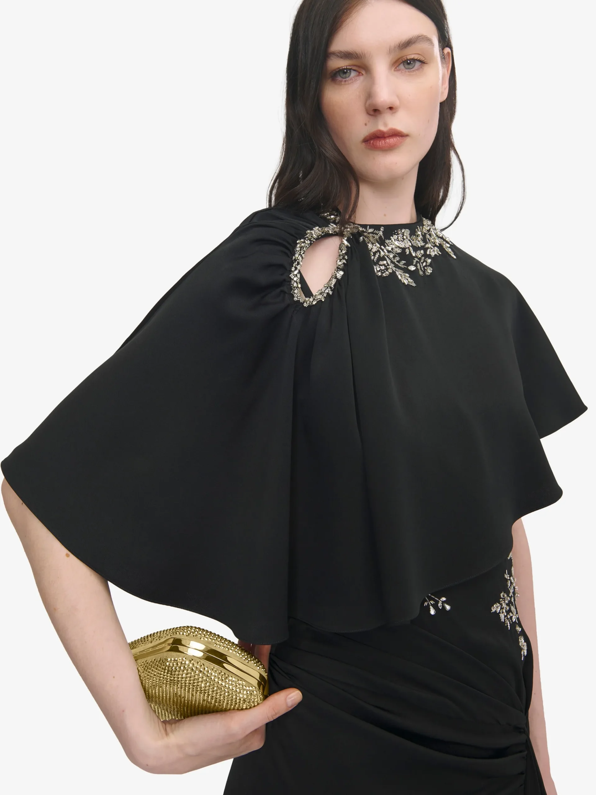Women's Long Knuckle Clutch in Gold-finish