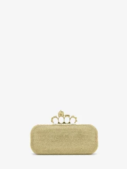 Women's Long Knuckle Clutch in Gold-finish