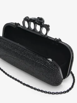 Women's Long Knuckle Clutch in Black