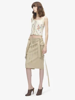 Women's Midi Cargo Skirt in Beige