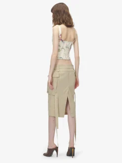 Women's Midi Cargo Skirt in Beige