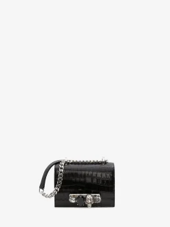 Women's Mini Jewelled Satchel in Black/Silver