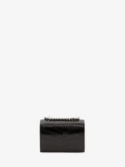 Women's Mini Jewelled Satchel in Black/Silver