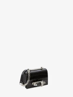Women's Mini Jewelled Satchel in Black/Silver