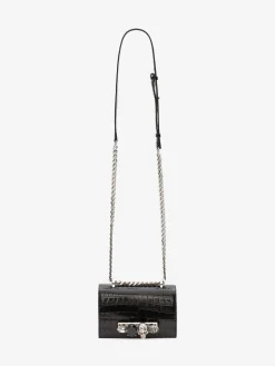 Women's Mini Jewelled Satchel in Black/Silver